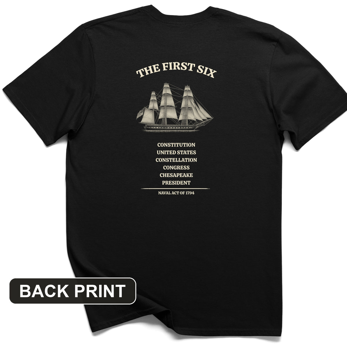 Six Frigates Back Print T-Shirt