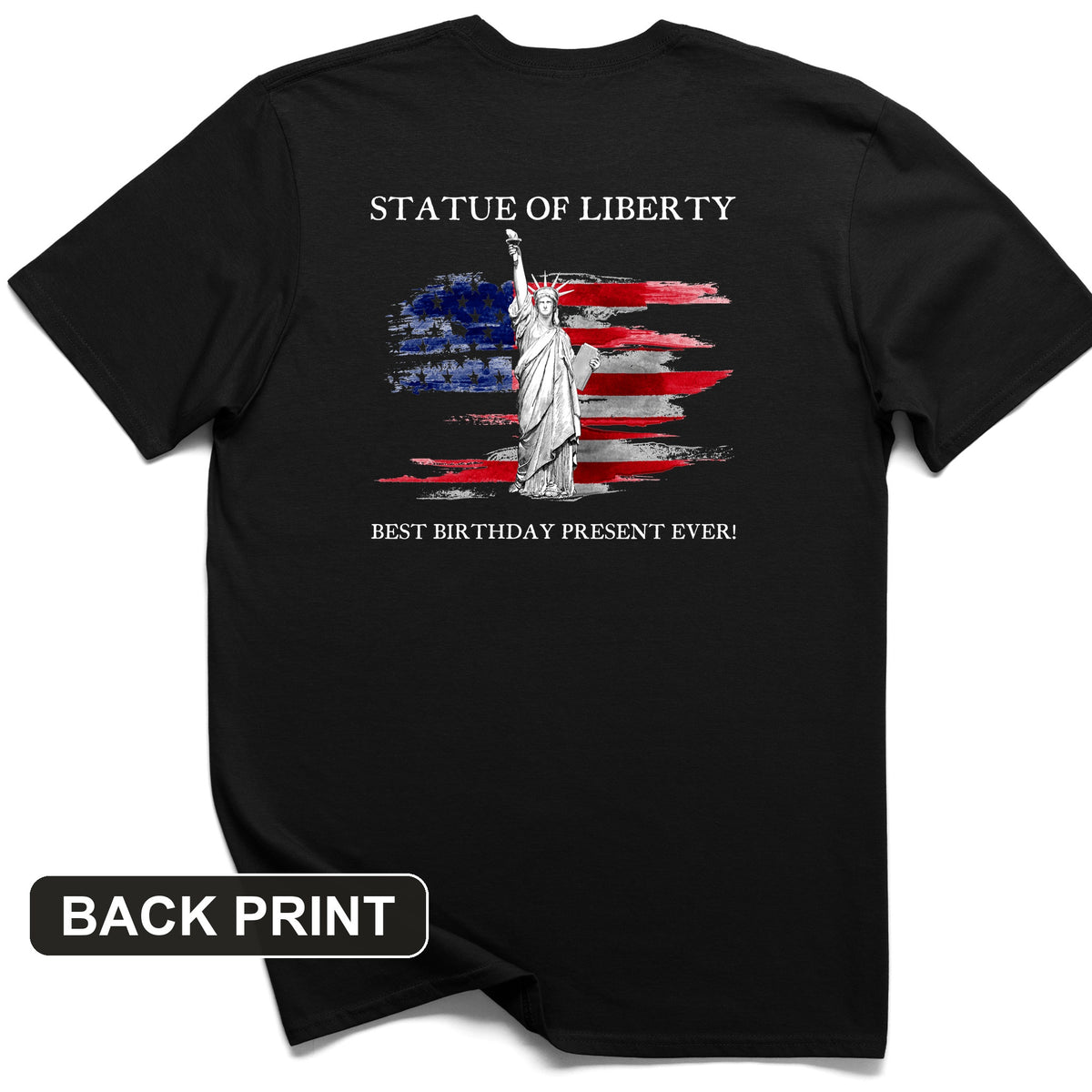 Statue Of Liberty Back Print T-Shirt