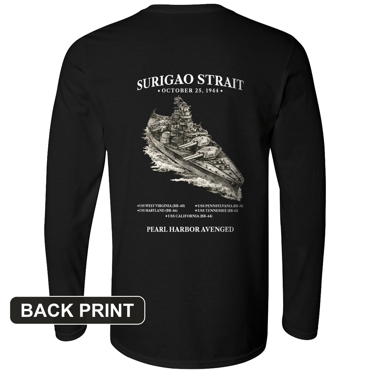 Surigao Strait Back Print Long Sleeve T-Shirt