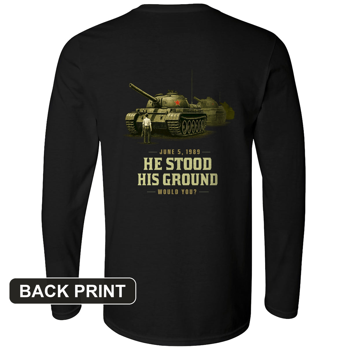 Tank Man Back Print Long Sleeve T-Shirt