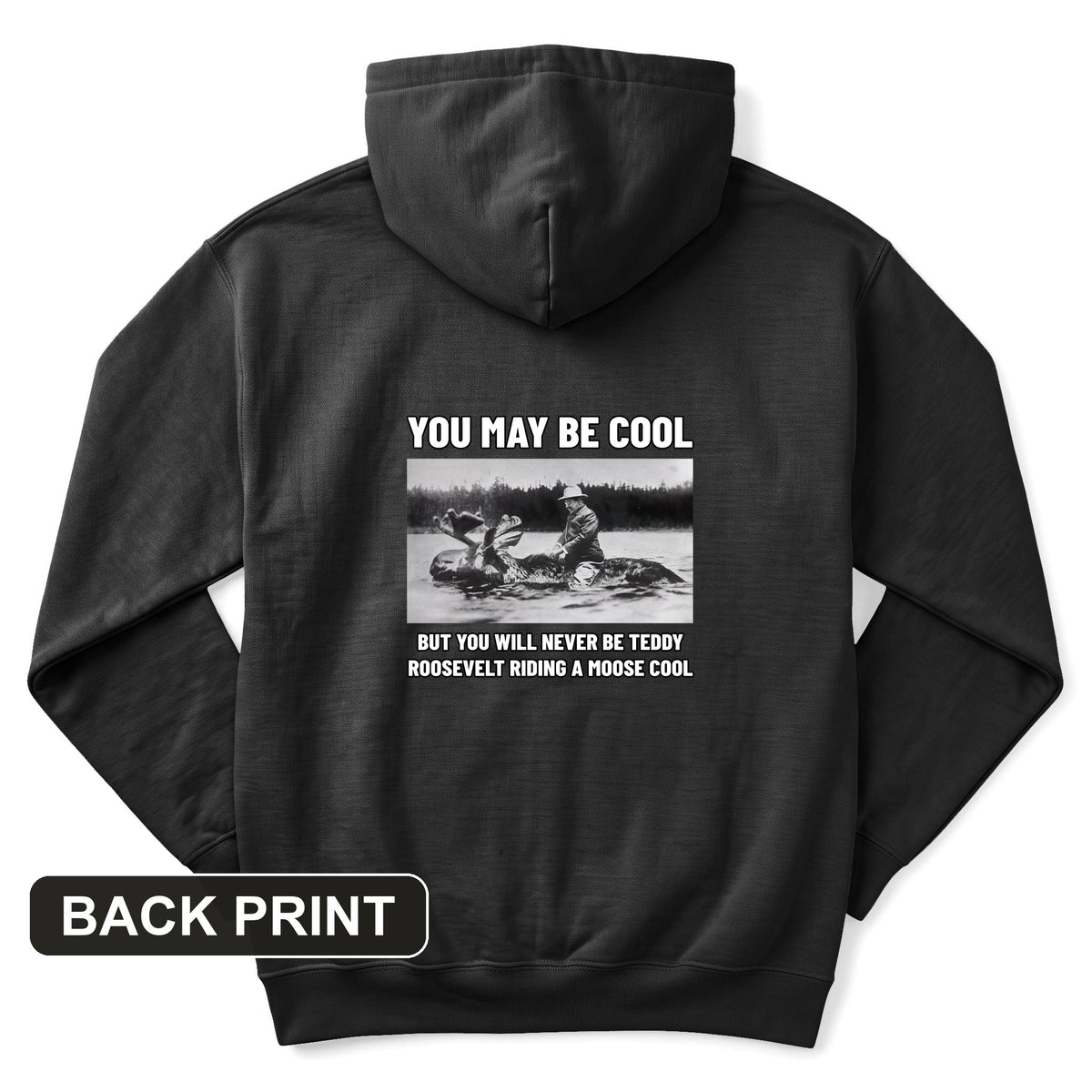 Teddy Riding Moose Back Print Hoodie