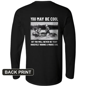 Teddy Riding Moose Back Print Long Sleeve T-Shirt