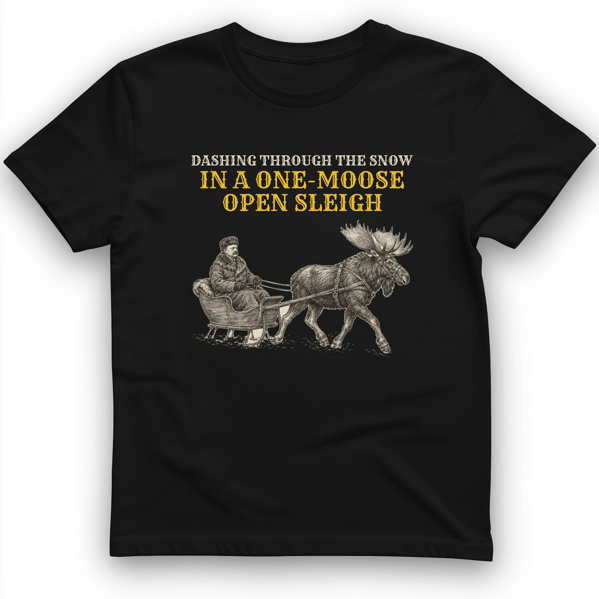 Teddy Roosevelt One Moose Open Sleigh T-Shirt