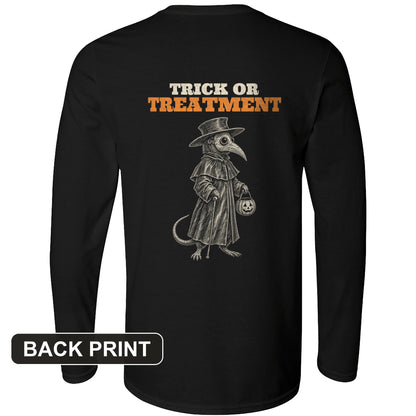 Trick Or Treatment Plague Rat Back Print Long Sleeve T-Shirt