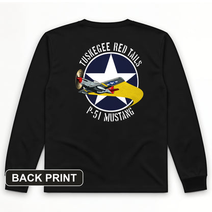 Tuskegee Red Tails Back Print Long Sleeve T-Shirt