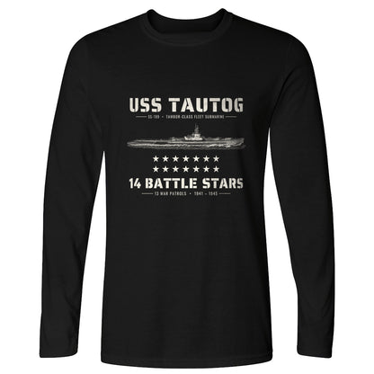 USS Tautog 14 Battle Stars Long Sleeve T-Shirt