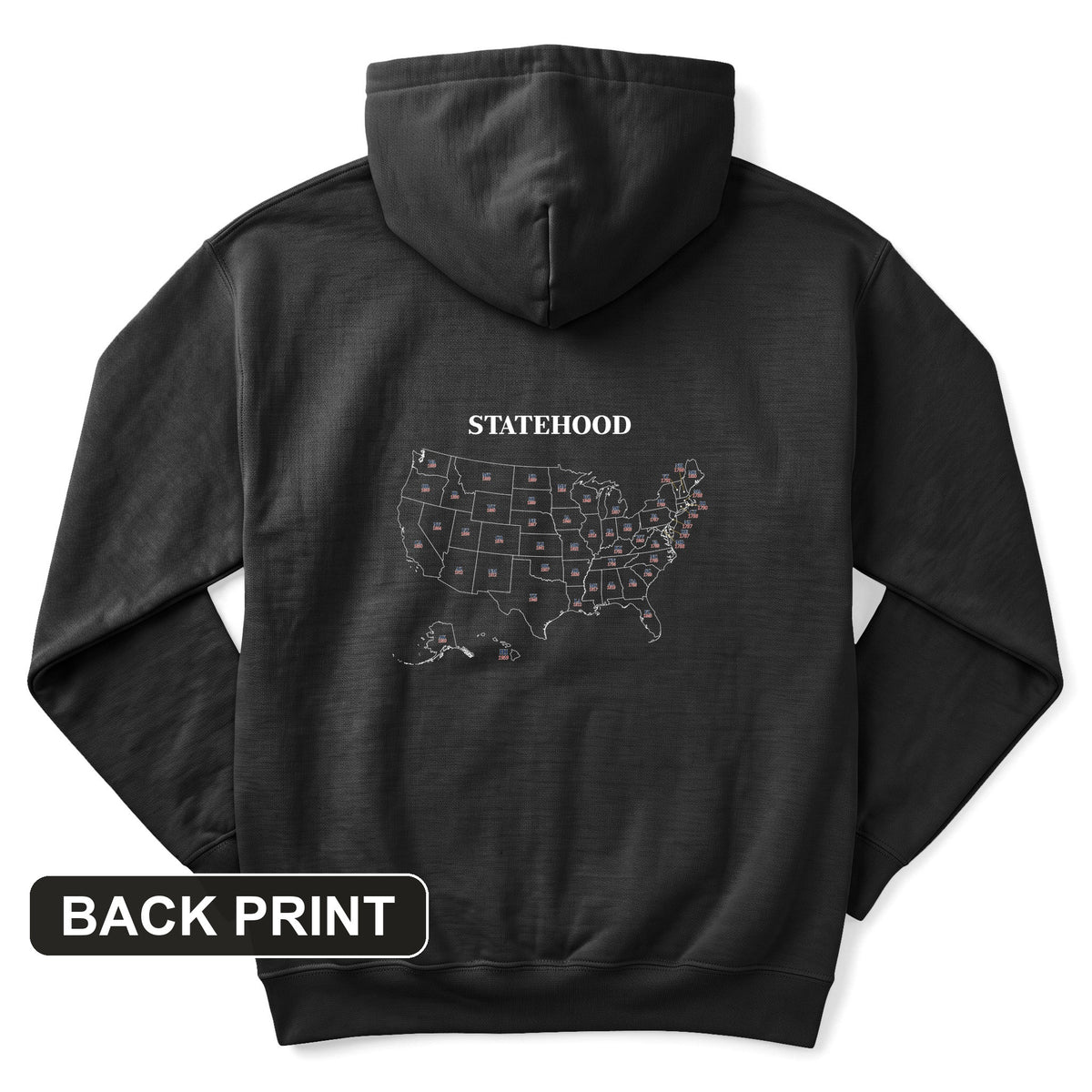 US Statehood Back Print Hoodie