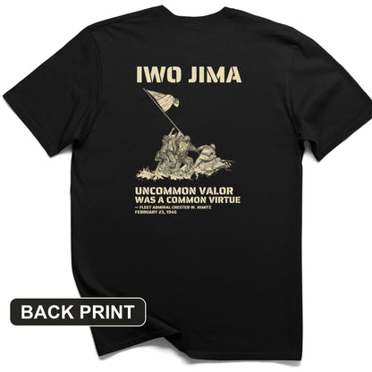 Uncommon Valor Iwo Jima Back Print T-Shirt