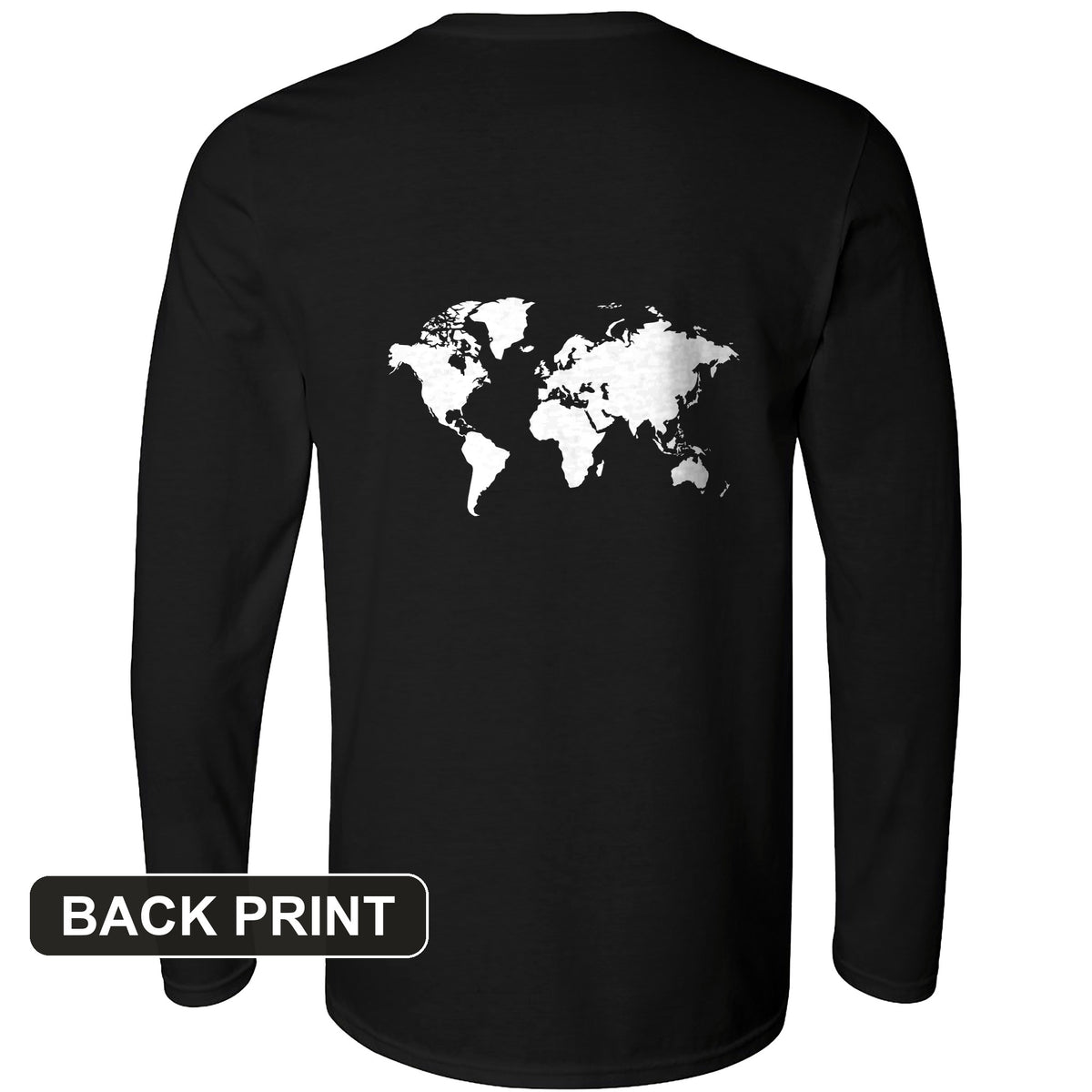 World Map Back Print Long Sleeve T-Shirt