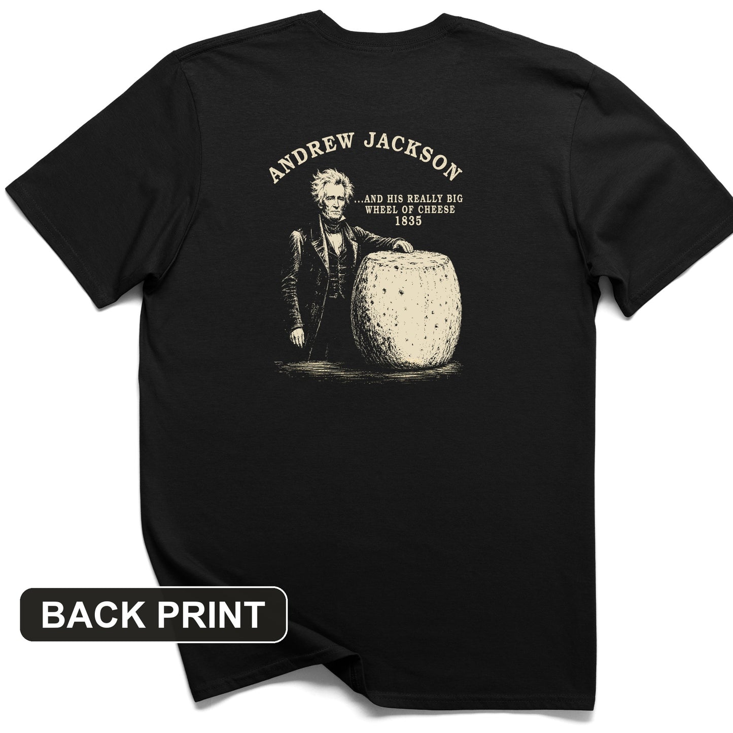 Cheese Wheel Back Print T-Shirt