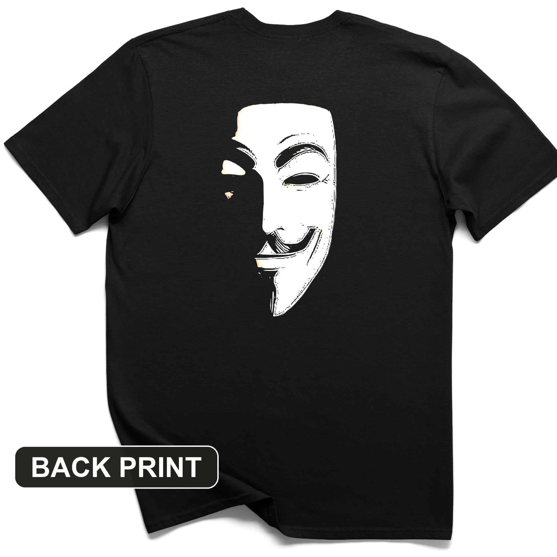 Guy Fawkes Mask Back Print T-Shirt