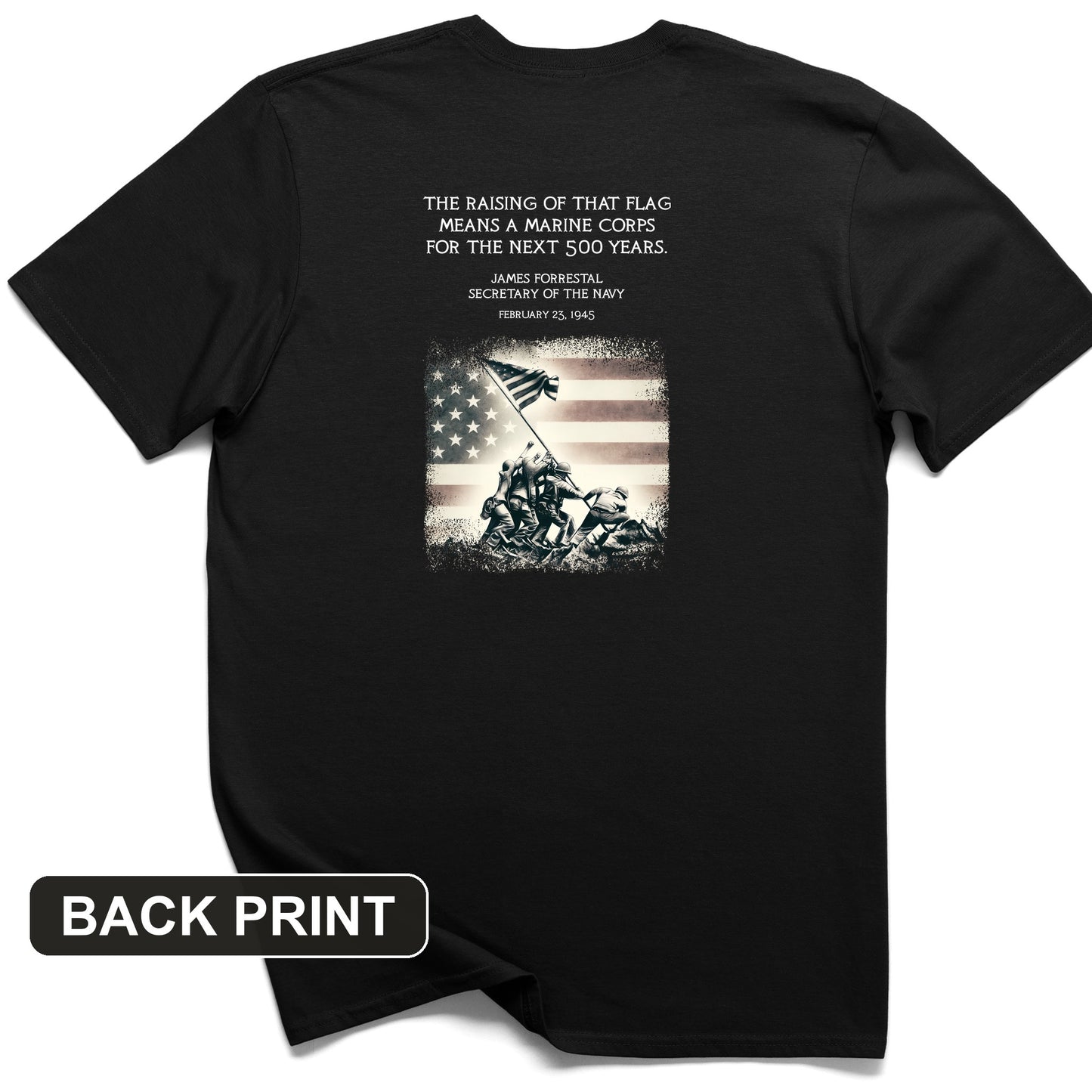 Iwo Jima Flag Back Print T-Shirt