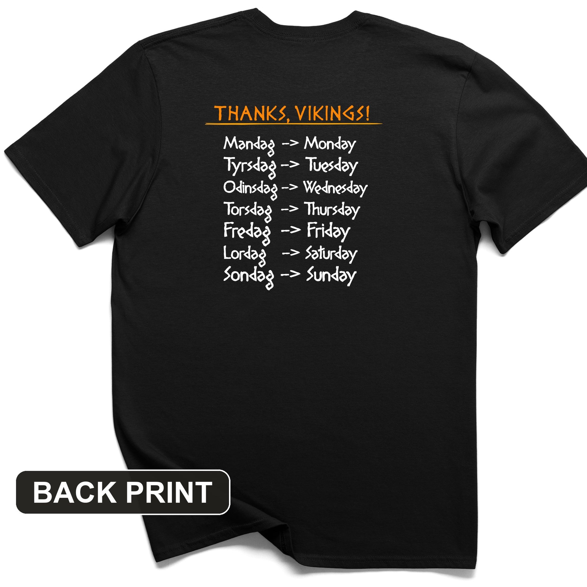 Nordic Gods Days Of The Week Back Print T-Shirt