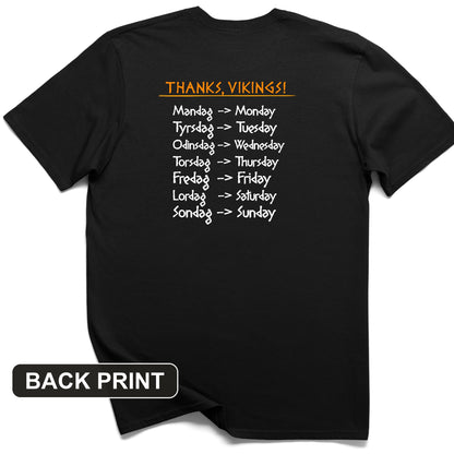 Nordic Gods Days Of The Week Back Print T-Shirt