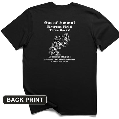 Out Of Ammo Throw Rocks Back Print T-Shirt