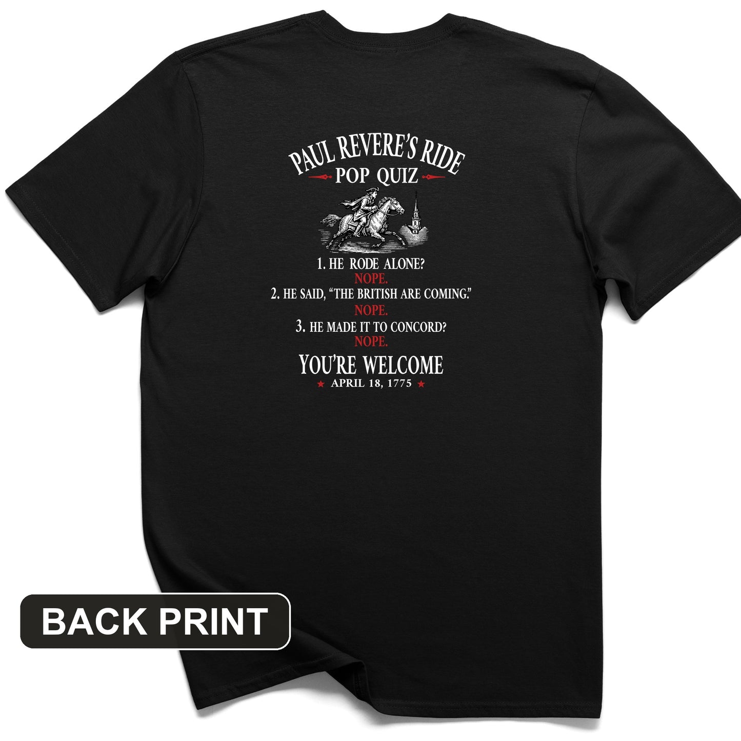 Paul Revere Quiz Back Print T-Shirt