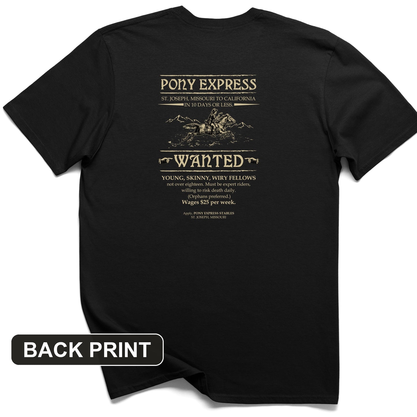 Pony Express Poster Back Print T-Shirt