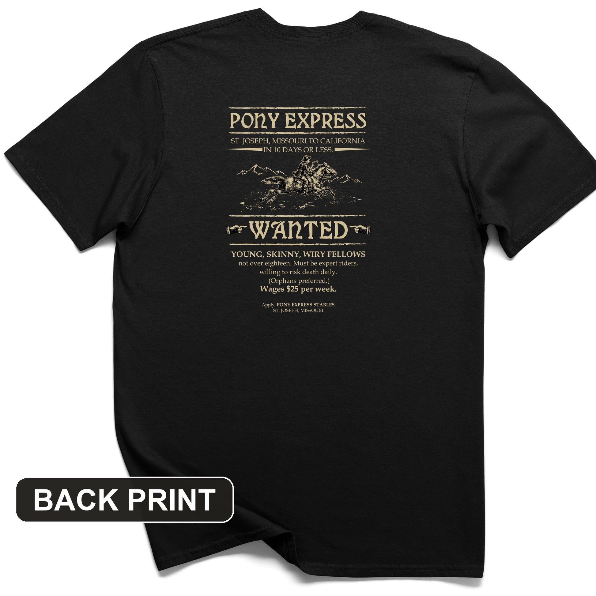 Pony Express Poster Back Print T-Shirt
