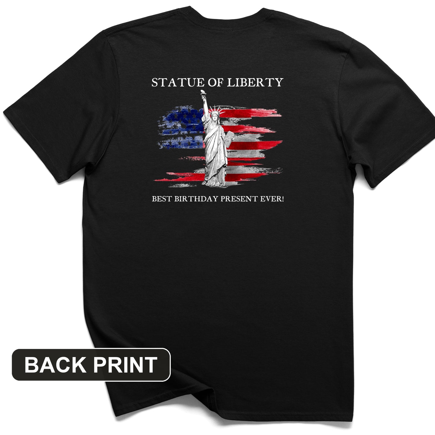 Statue Of Liberty Back Print T-Shirt