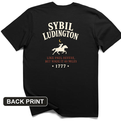 Sybil Ludington Back Print T-Shirt