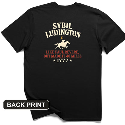 Sybil Ludington Back Print T-Shirt