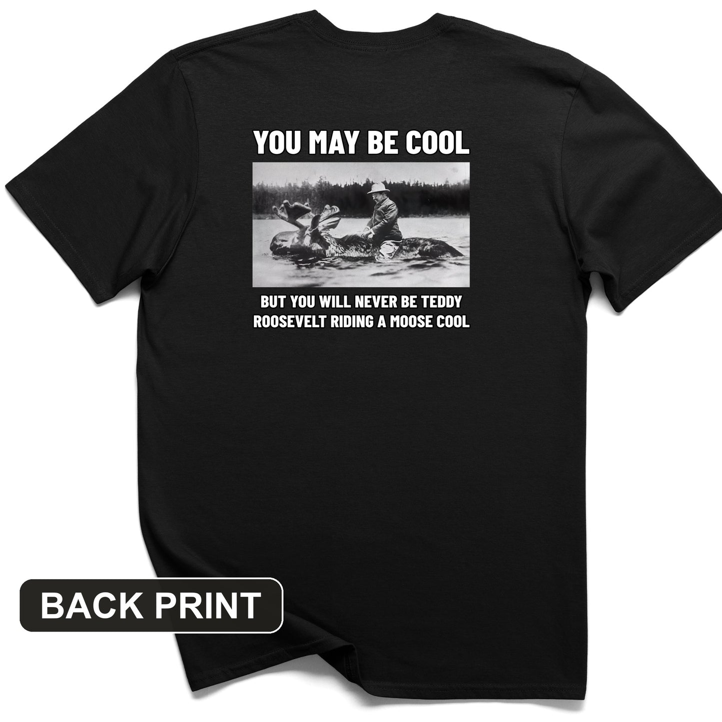 Teddy Riding Moose Back Print T-Shirt