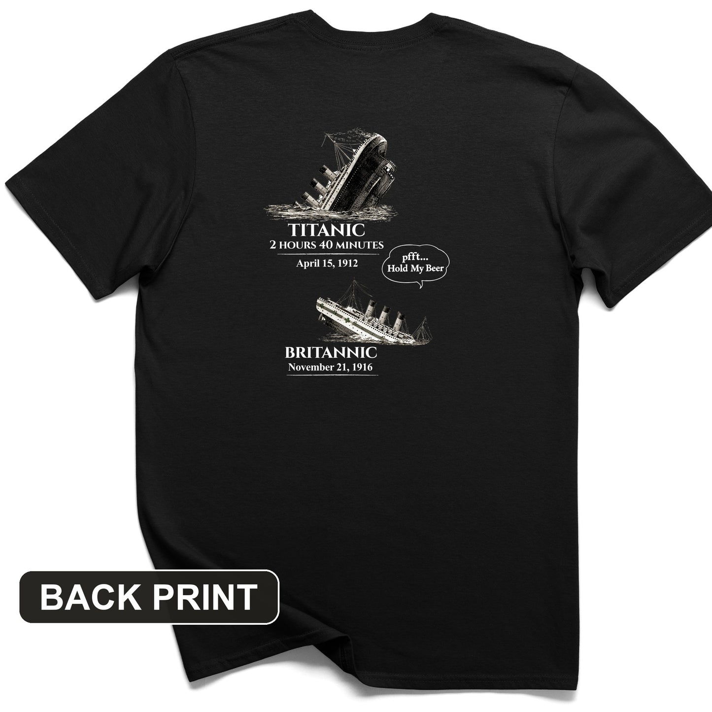 Titanic and Britannic Back Print T-Shirt