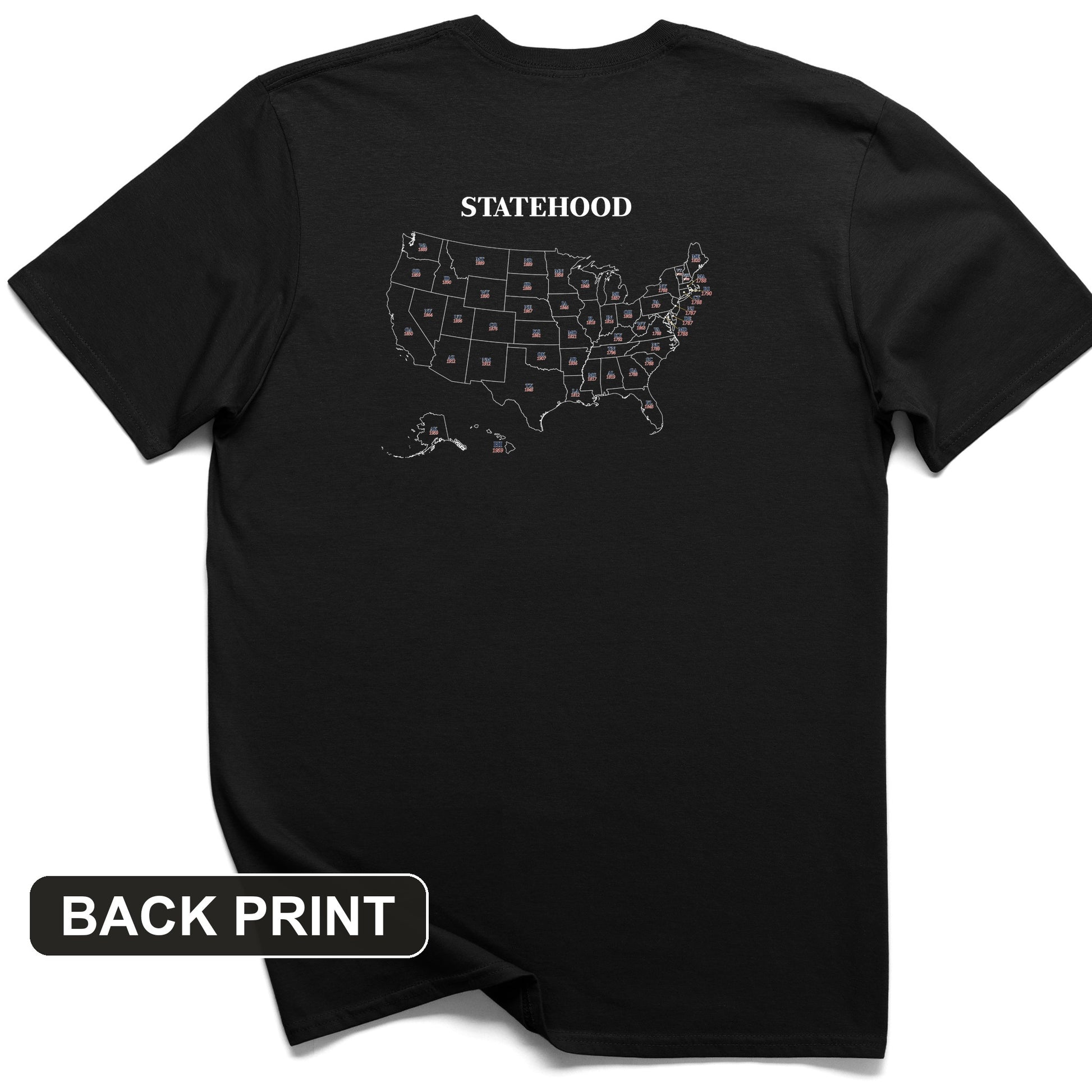 US Statehood Back Print T-Shirt