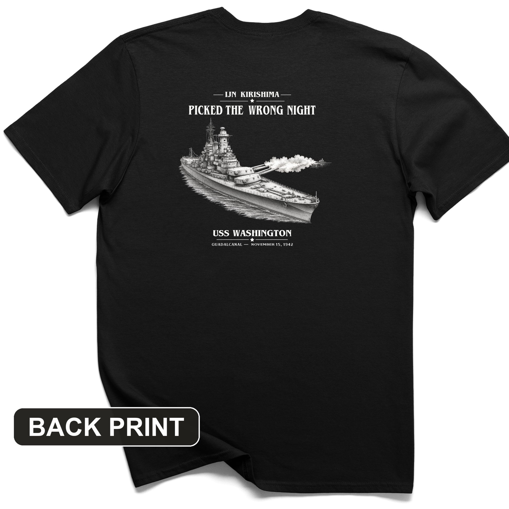 USS Washington at Guadalcanal Back Print T-Shirt