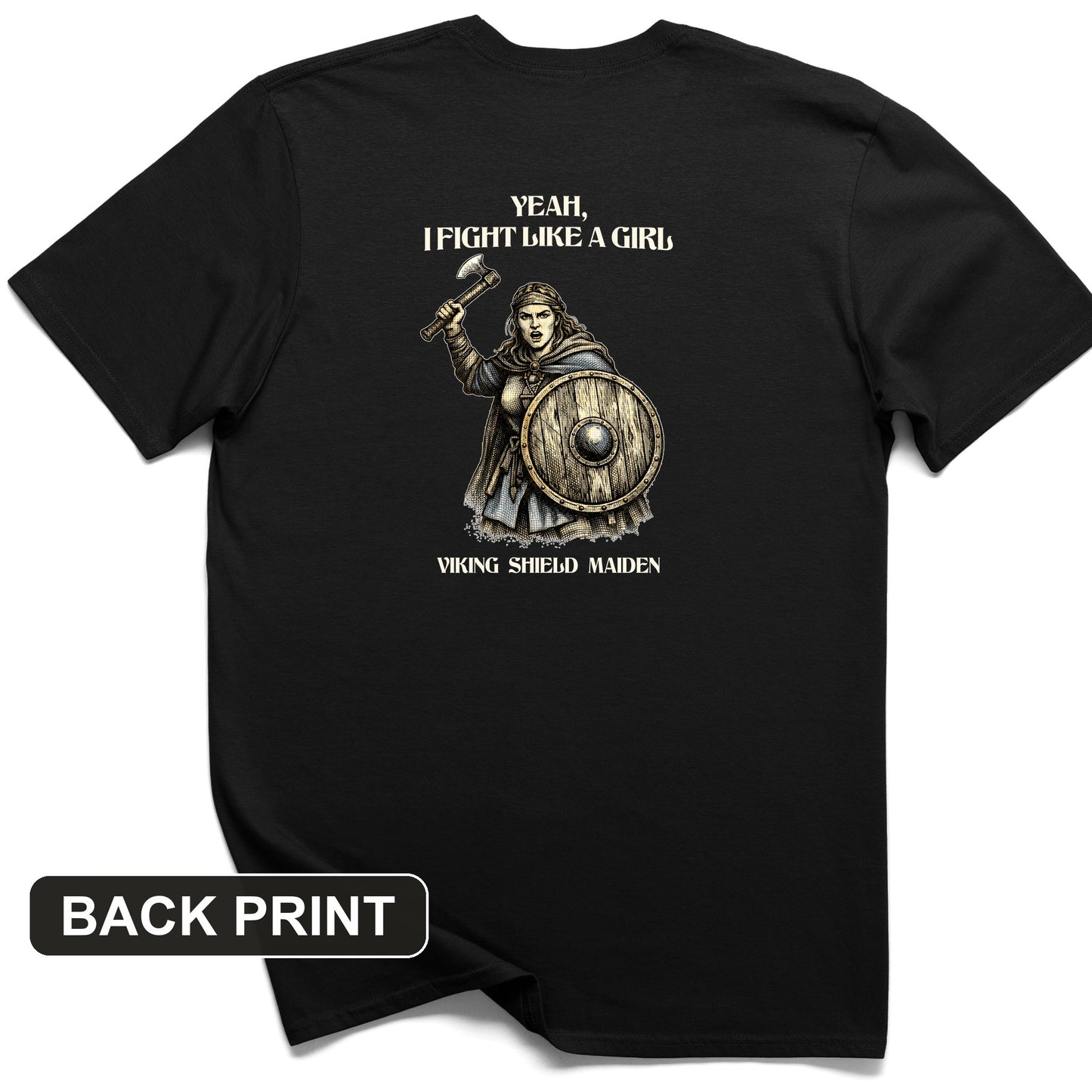 Viking Shield Maiden Back Print T-Shirt