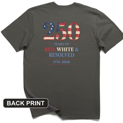 250 Red White and Resolved Back Print T-Shirt
