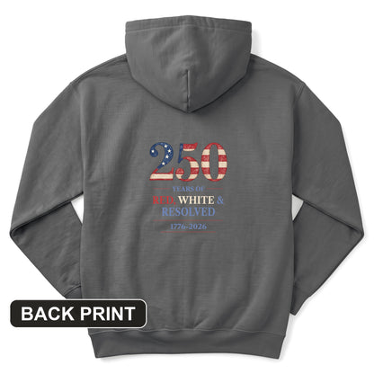 250 Red White and Resolved Back Print Hoodie