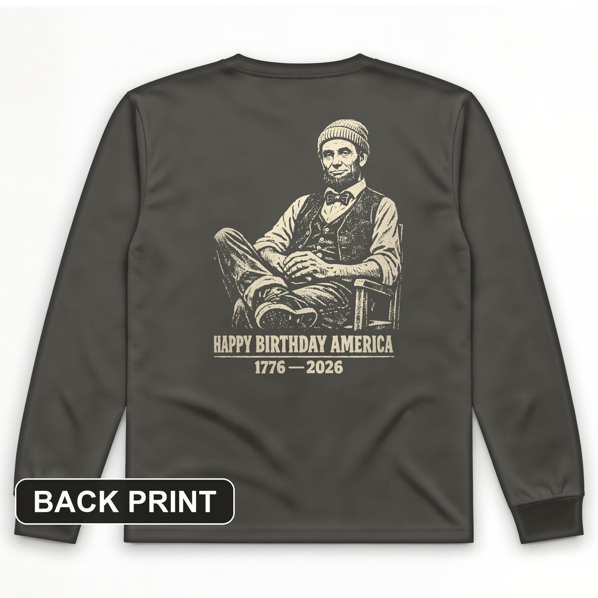 Abe Beanie Back Print Long Sleeve T-Shirt