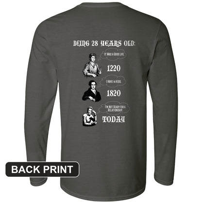 Being 28 Today Back Print Long Sleeve T-Shirt