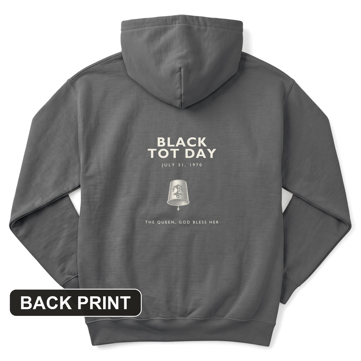 Black Tot Day Back Print Hoodie