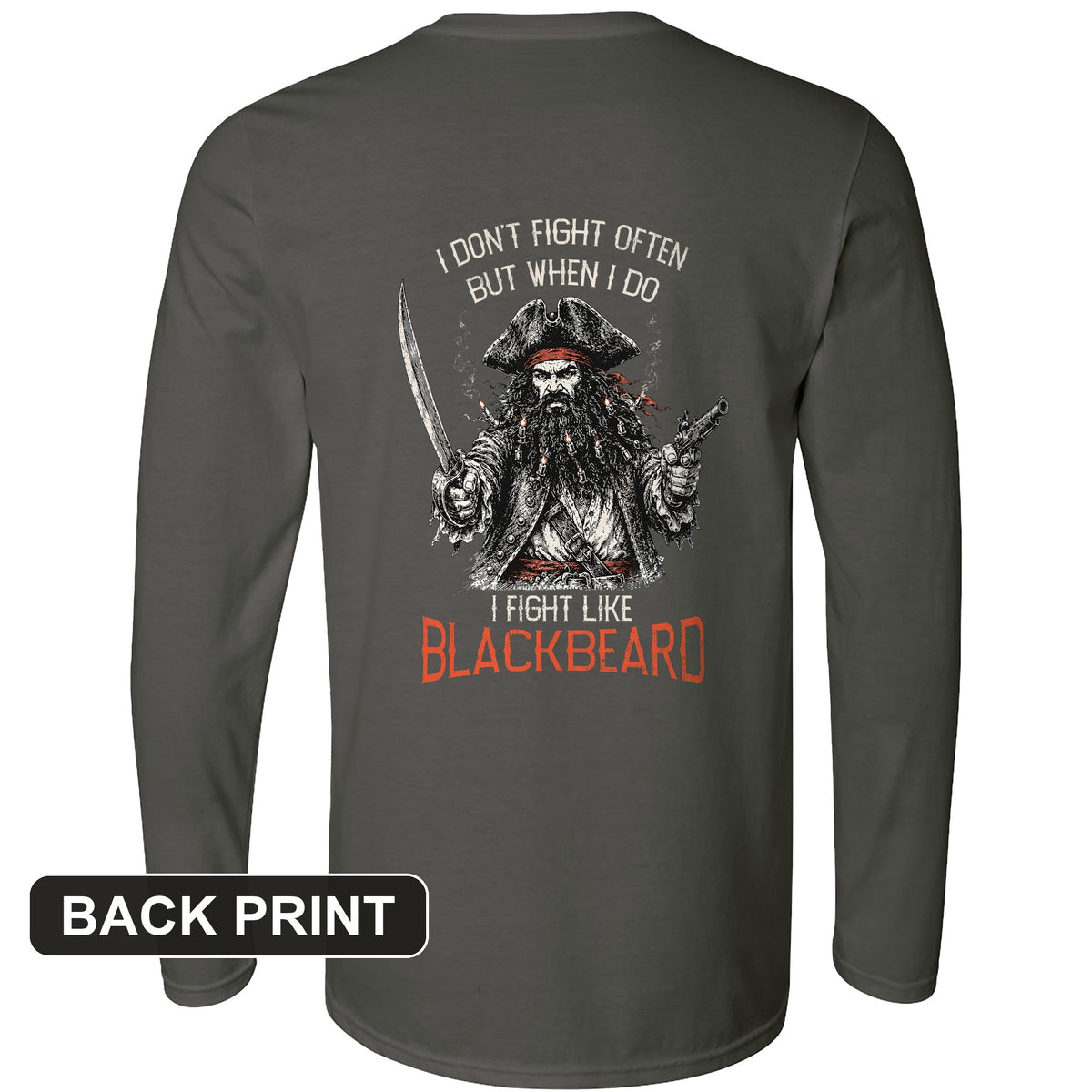 Blackbeard Back Print Long Sleeve T-Shirt