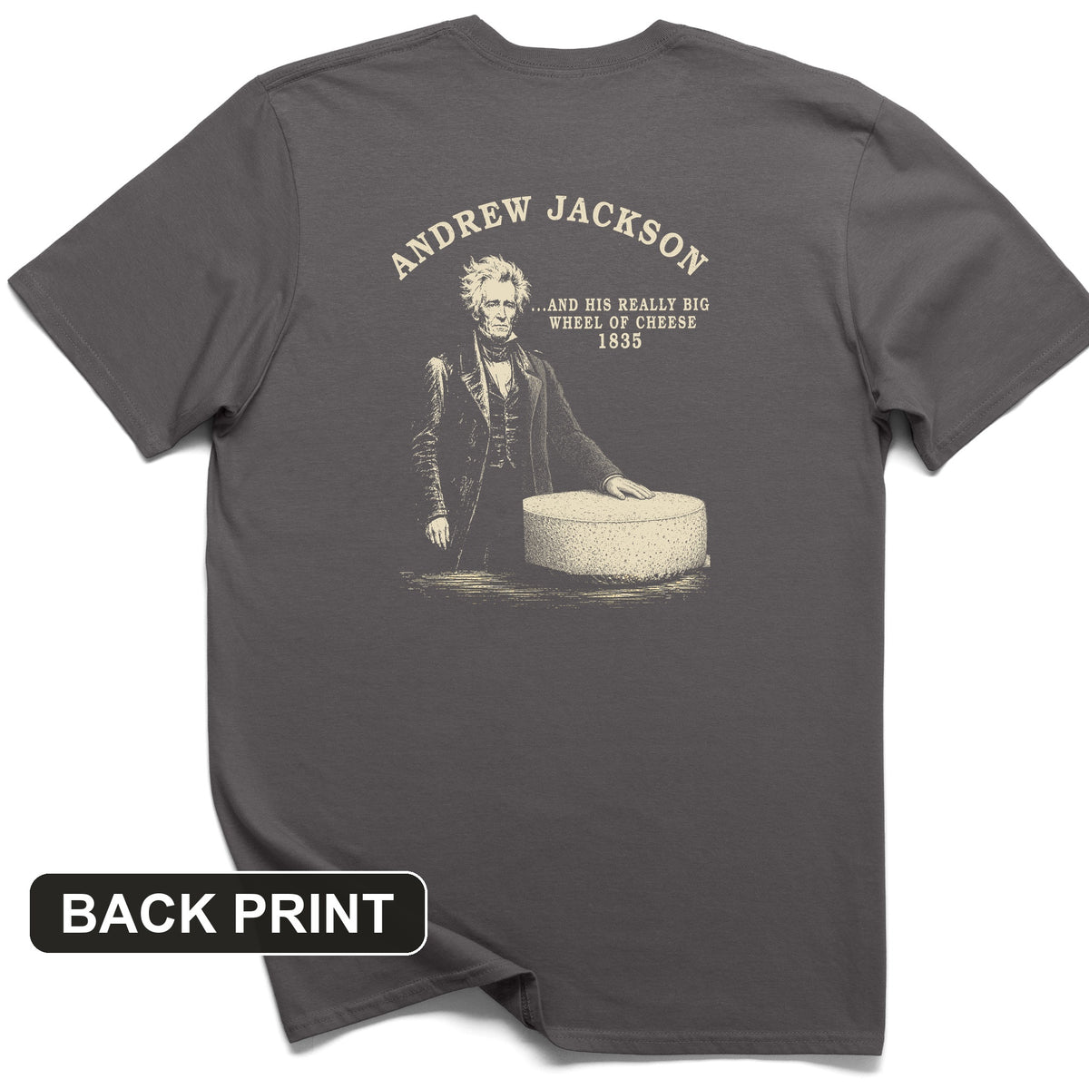 Cheese Wheel Back Print T-Shirt