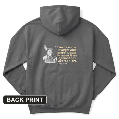Chief Joseph Open Hearts Back Print Hoodie