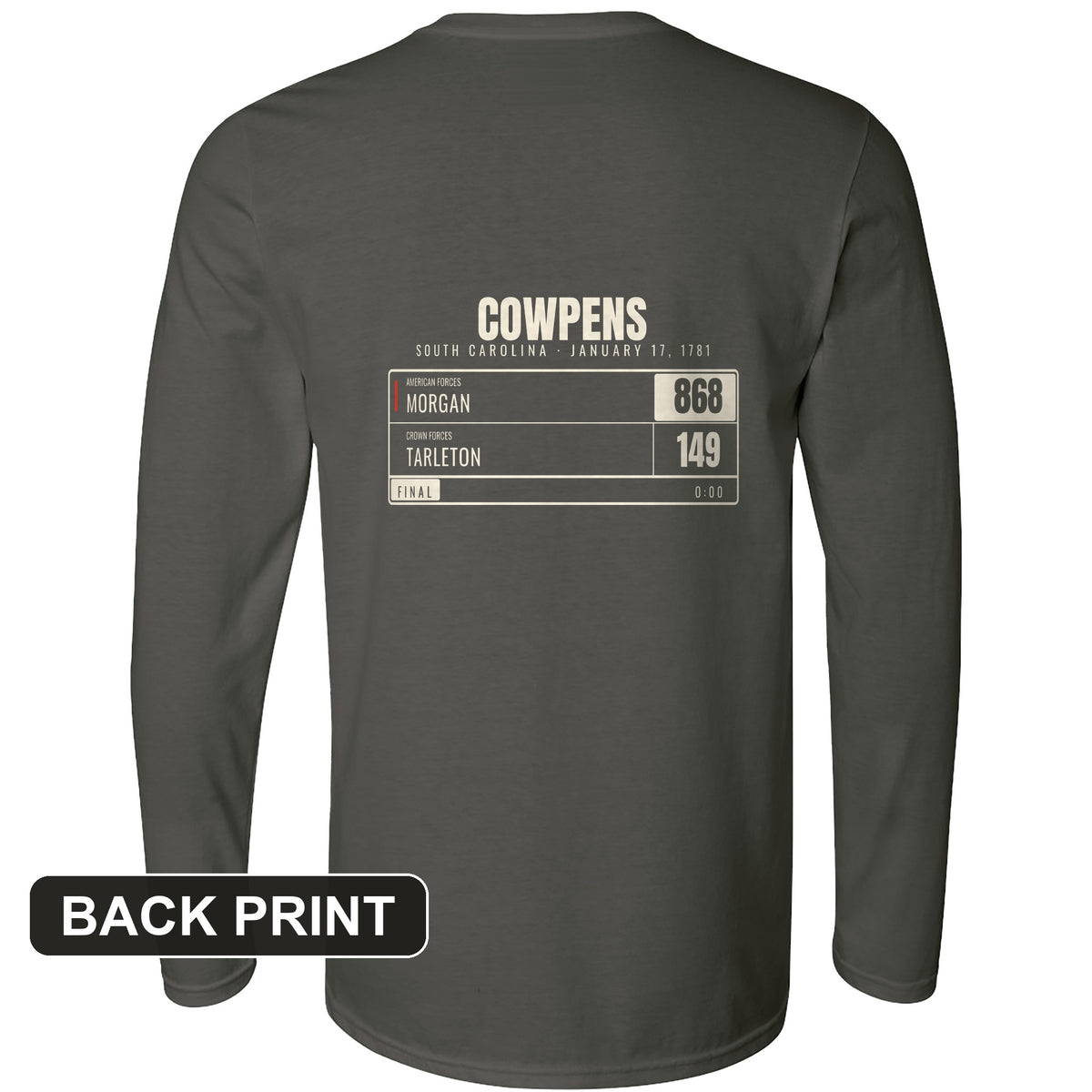 Cowpens Scoreboard Back Print Long Sleeve T-Shirt