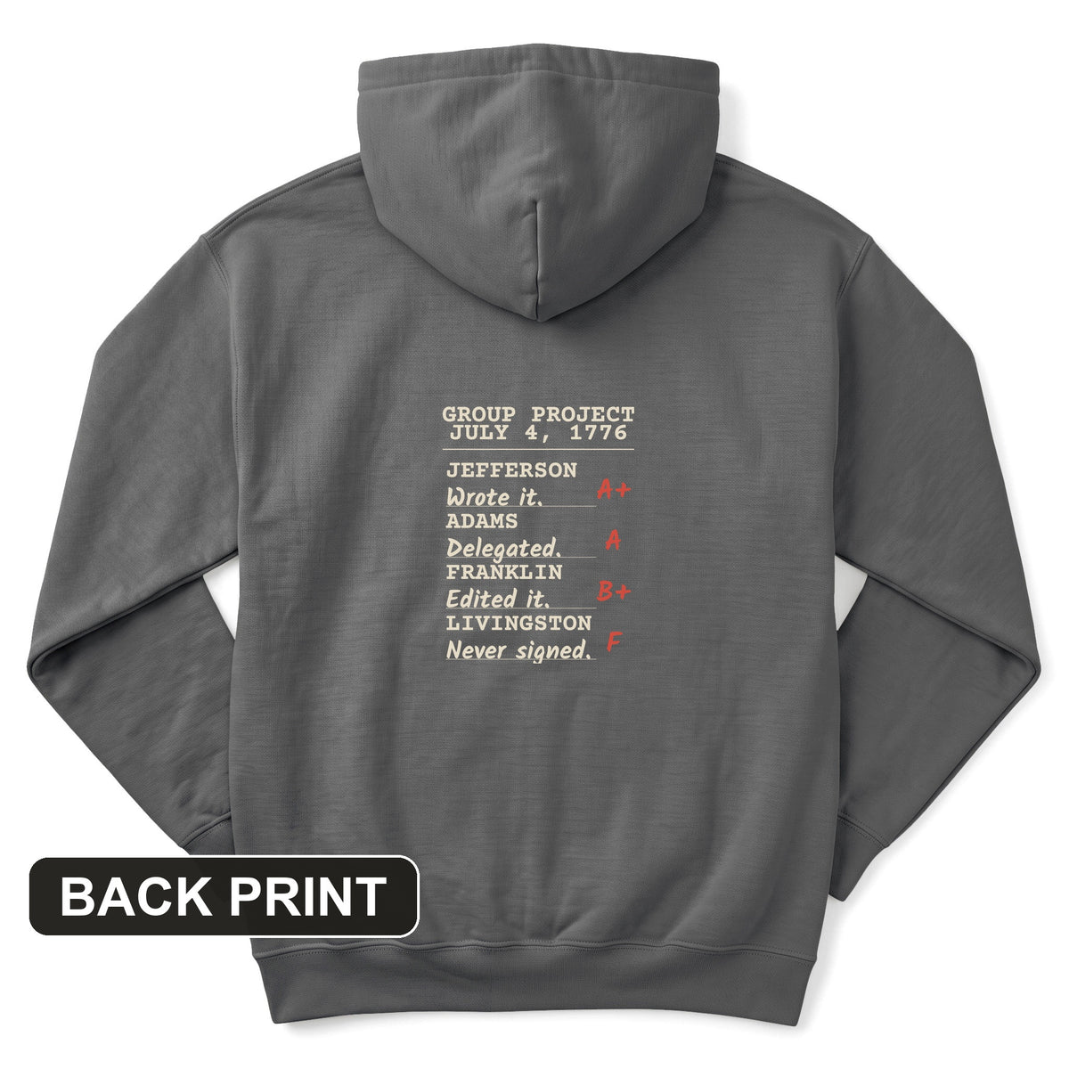 Declaration Of Independence Group Project Back Print Hoodie
