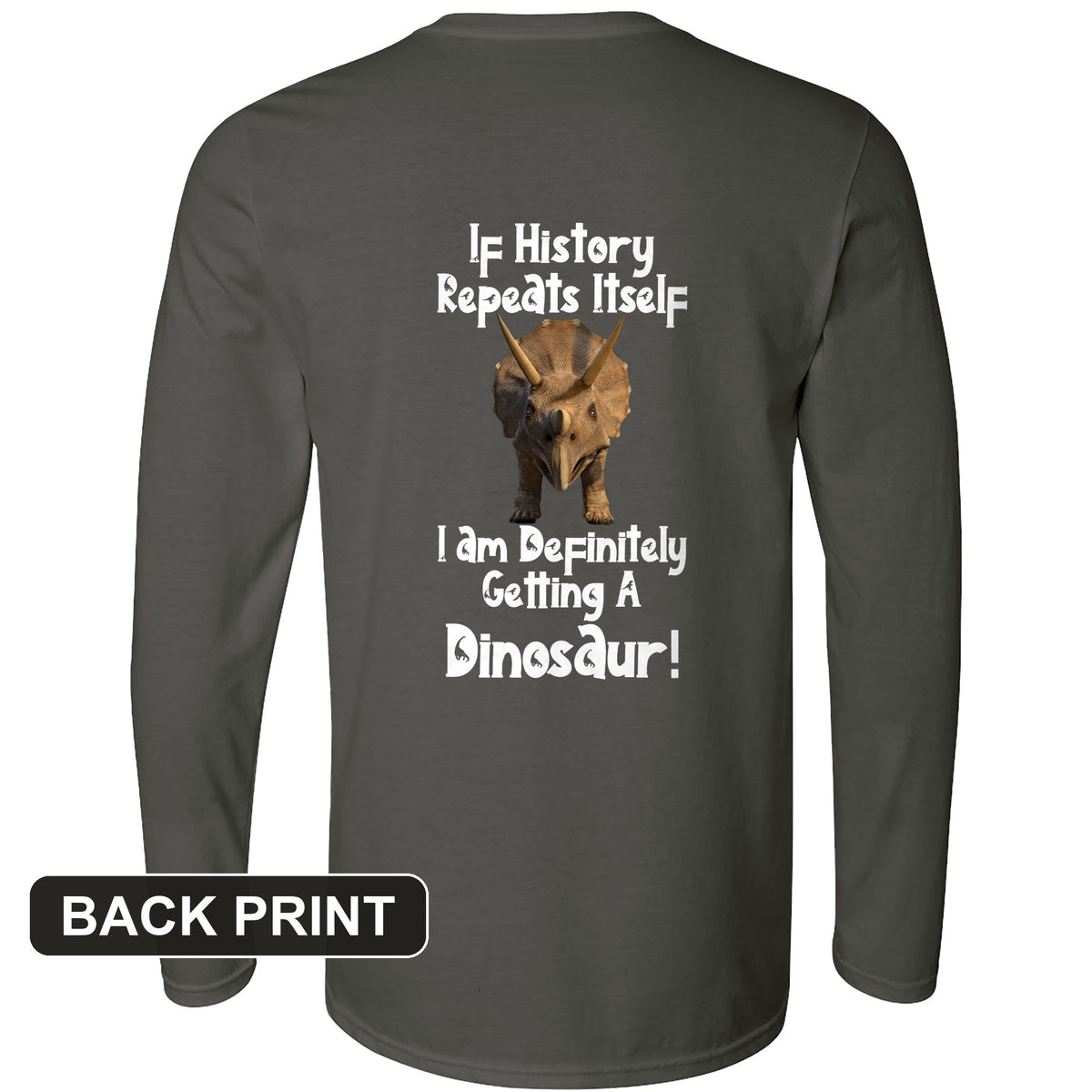 Dinosaur Back Print Long Sleeve T-Shirt
