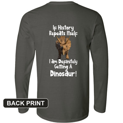 Dinosaur Back Print Long Sleeve T-Shirt