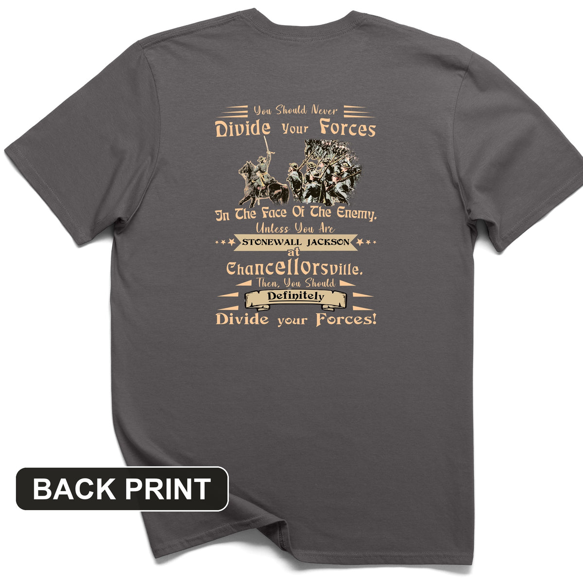 Dividing Forces Back Print T-Shirt