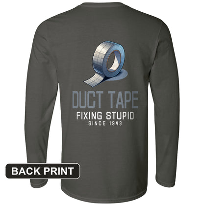Duct Tape Back Print Long Sleeve T-Shirt