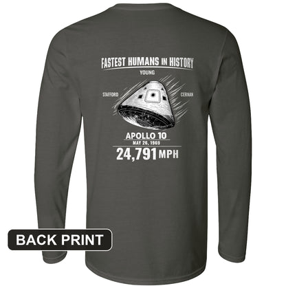 Fastest Humans Back Print Long Sleeve T-Shirt