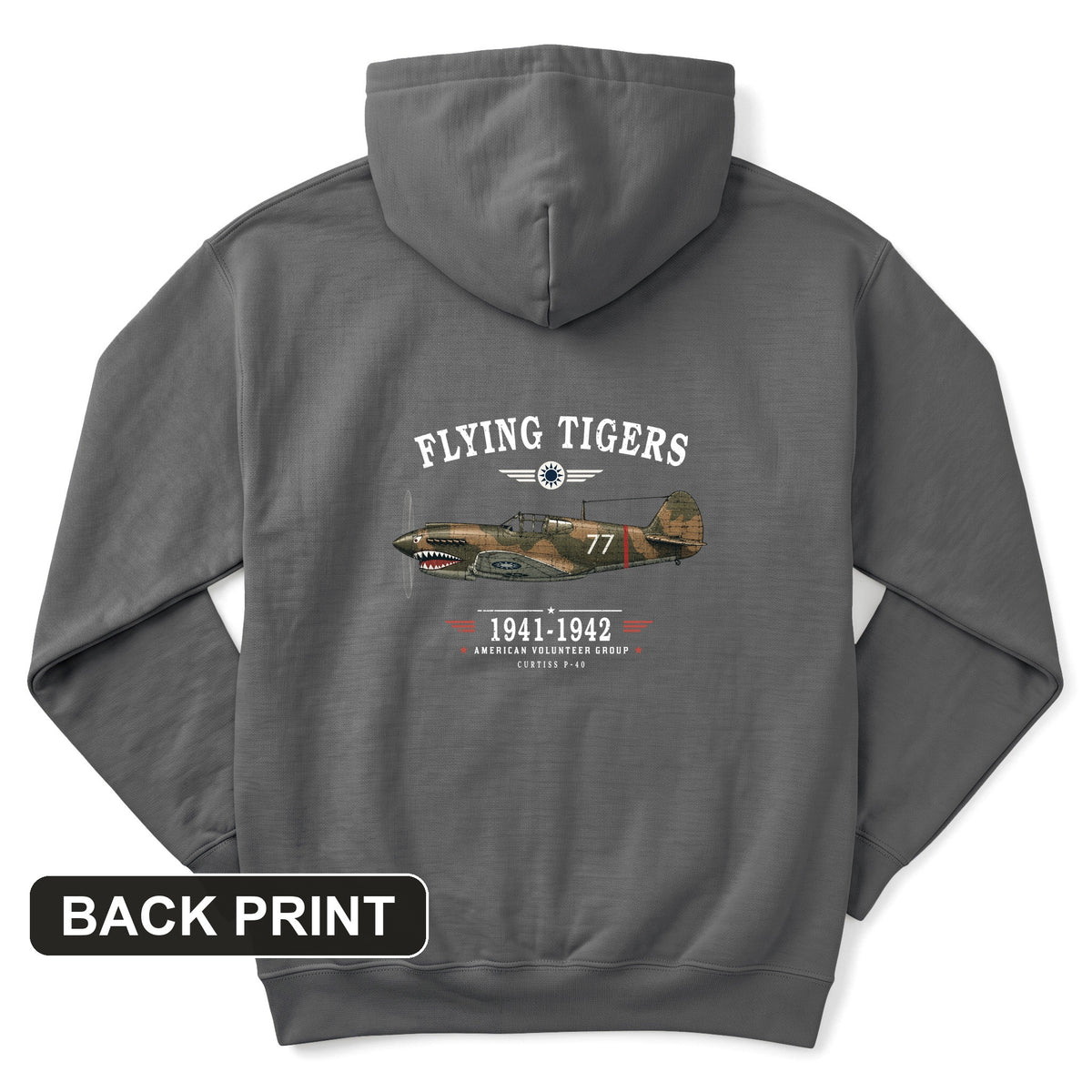 Flying Tigers Back Print Hoodie