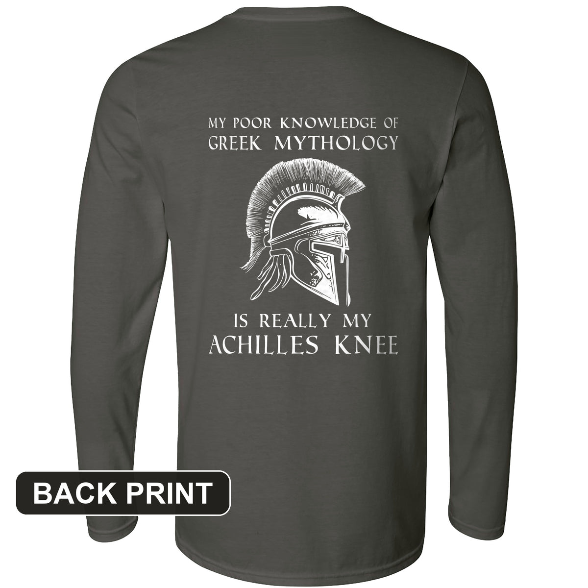 Greek Mythology Achilles Knee Back Print Long Sleeve T-Shirt