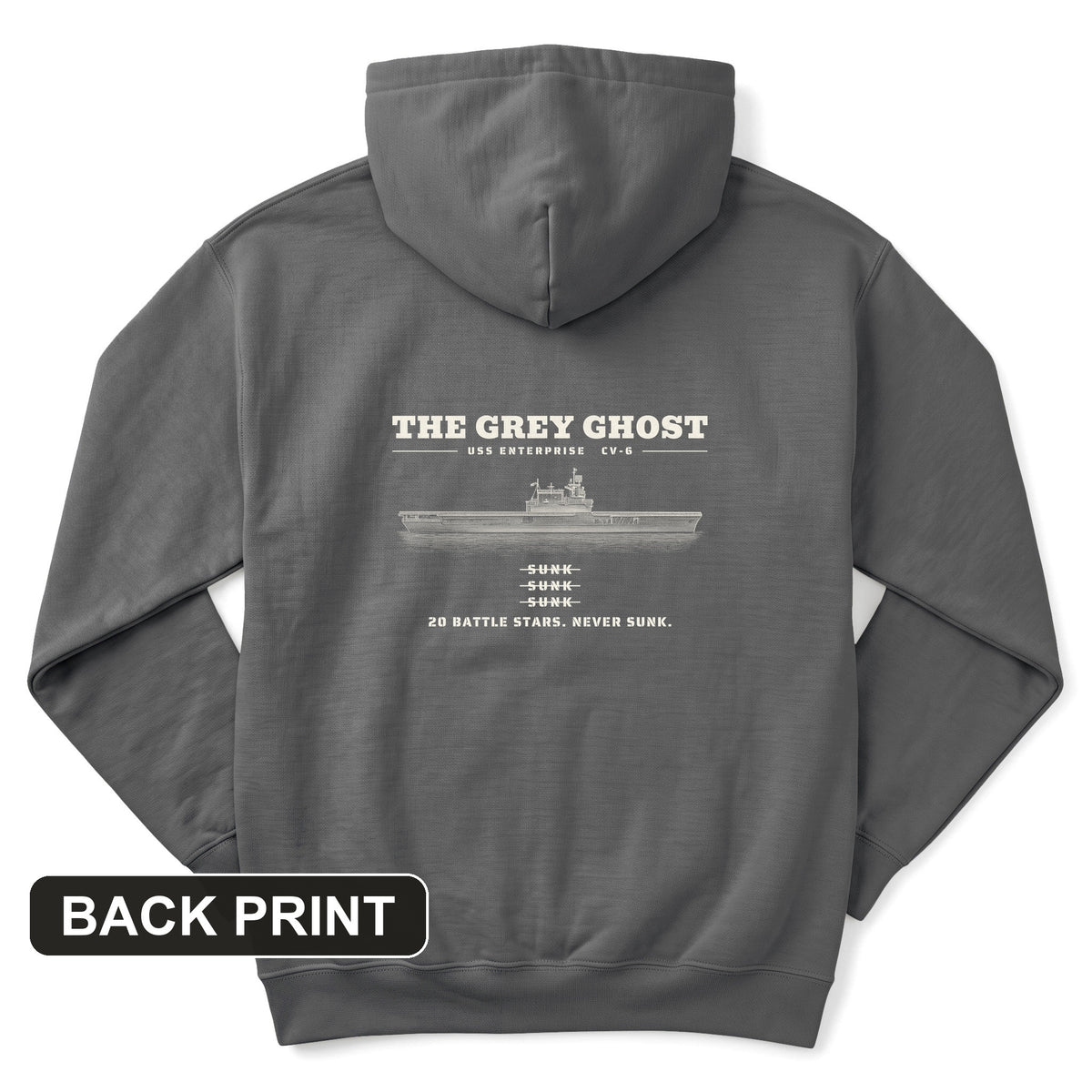 Grey Ghost Back Print Hoodie