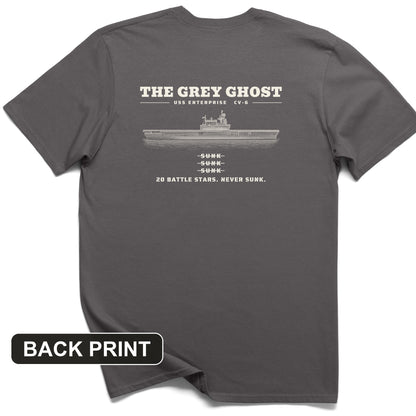 Grey Ghost Back Print T-Shirt
