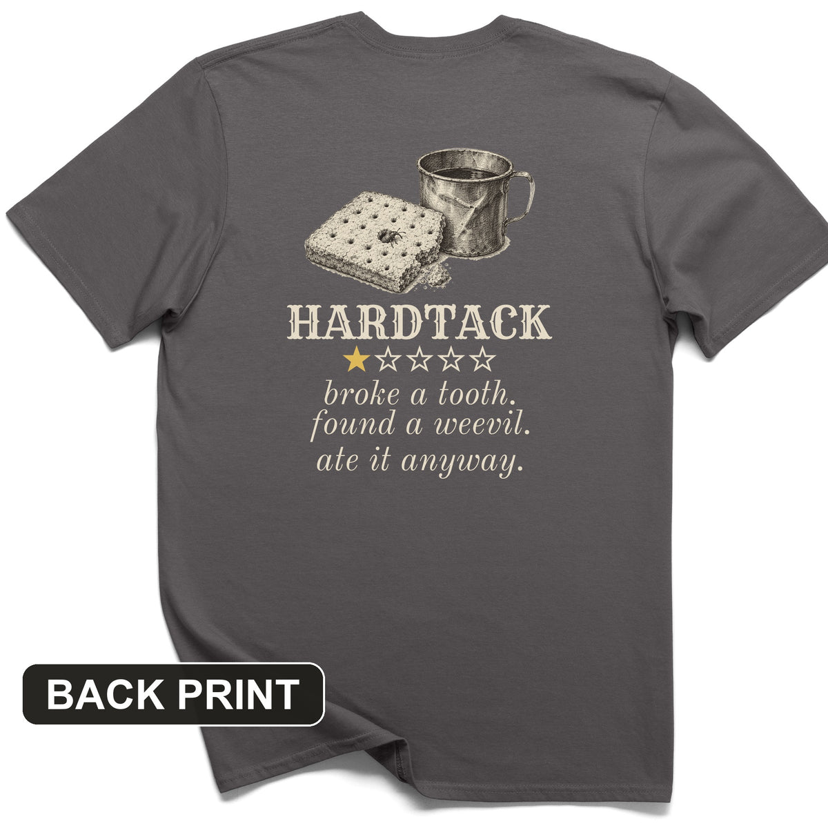 Hardtack One Star Review Back Print T-Shirt